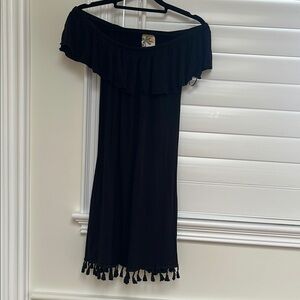 Black Off-Shoulder Cover-up Beach Dress